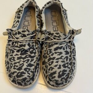Womens Hey Dude Wendy Woven Cheetah Grey Print Slip On Shoes Animal Print Size 8